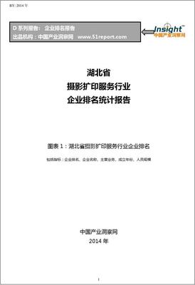 湖北省摄影扩印服务行业企业排名统计报告